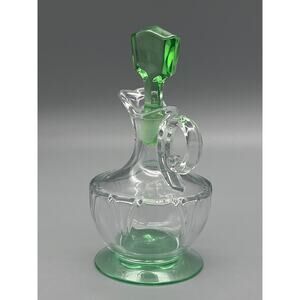 Antique Rare Heisey Empress Cruet Clear Glass Moon Gleam Stopper & Base ~READ~